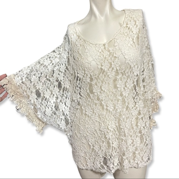 T Party white lace tunic top M - Picture 4 of 8
